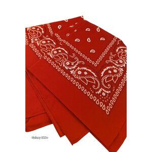 Red Colorful Bandanas 21x21 Inch Square Western Style Scarves Set of 4